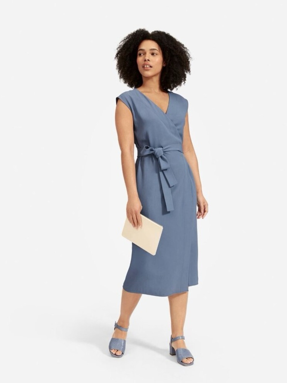 EVERLANE The Japanese GoWeave Sleeveless Wrap Dress Cornflower Blue Size 00